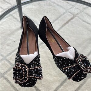 Elegant Black Beaded Flats